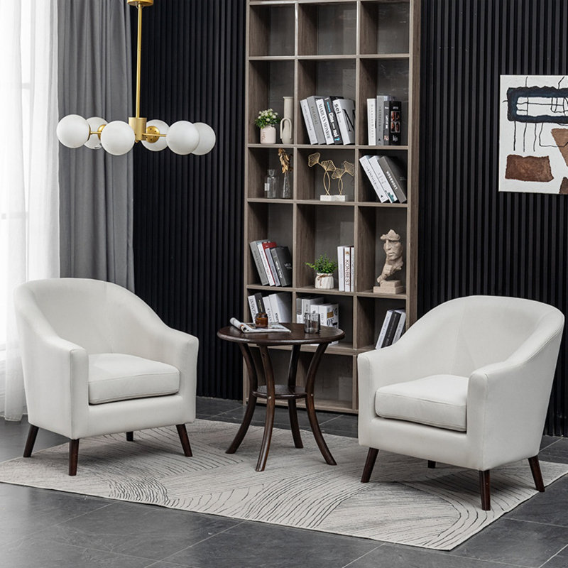 Chaise simple moderne en bois massif (ensemble de 2), Noir, noir, noir, noir, Leathaire blanc cassé