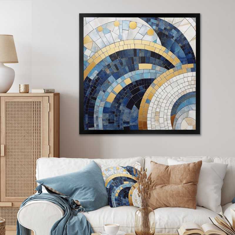 «Gold Constructing Blue Realms III», reproduction d'art sur toile encadrée, H 16 po x l 16 po x P 1 po, Cadre simple noir