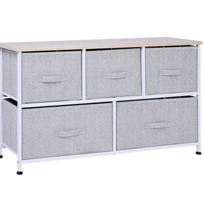 Tour de rangement à 5 tiroirs pour bureau à domicile - Commode grise pour une organisation efficace de la chambre à coucher avec cubes et apparence élégante