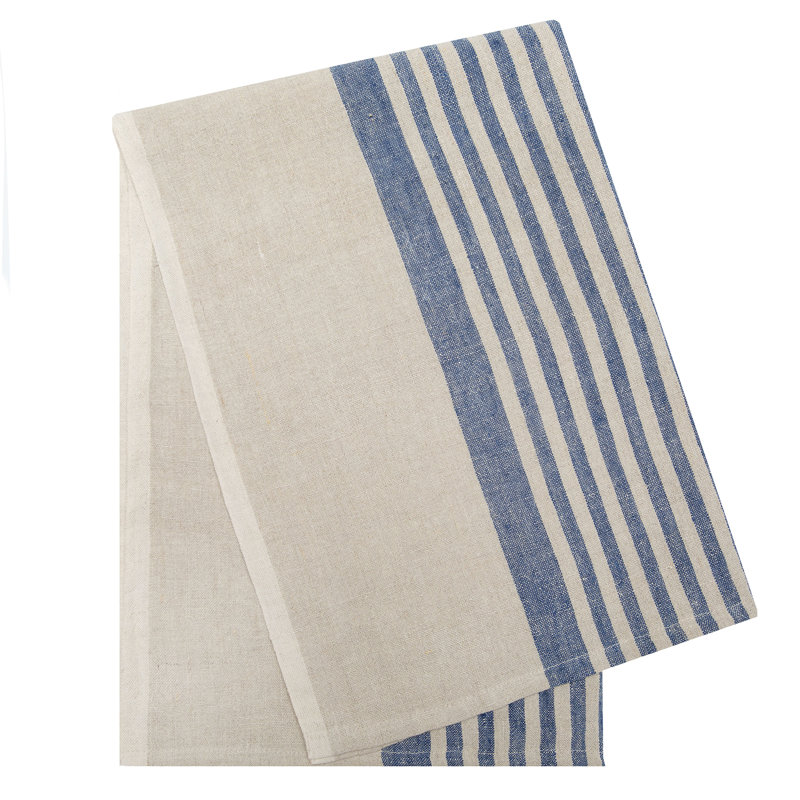 Brittany Striped Tea Towel, Natural/Blue