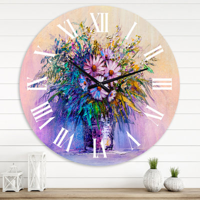 Horloge murale impressionniste Nature morte de fleurs en fleurs IV