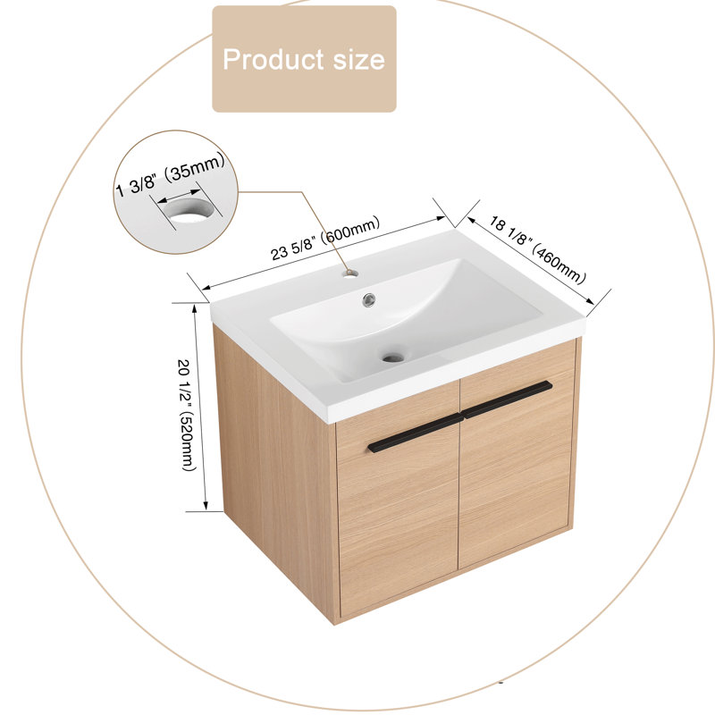 Ensemble de meuble-lavabo simple avec plateau 23,62 Lumina