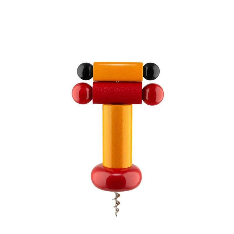 Solid Wood Corkscrew, Yellow/Red/Black