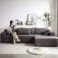 Chambre à coucher modulaire en chenille moderne - L 108 po, 6 coussins, confortable, appartements, gris modulaire pour le revêtement, assemblage-1459985656