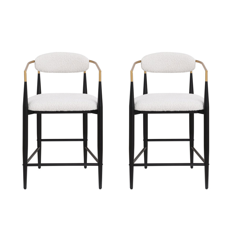 Amen Upholstered Bar Stools, White/Black Base, Bar Stool (30.25" Seat Height)