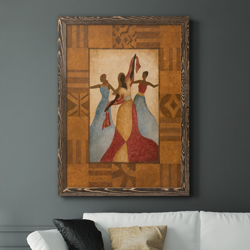 Célébration - Peinture sur toile encadrée, Encadré de bois de noyer, H 44 po x l 31 po x P 1 po