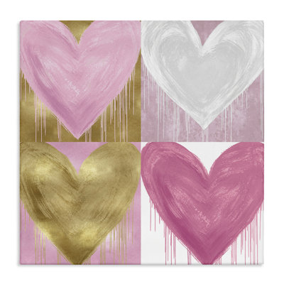 Glam Hearts Spray Paint Drip by Lindsay Rodgers - Painting Print