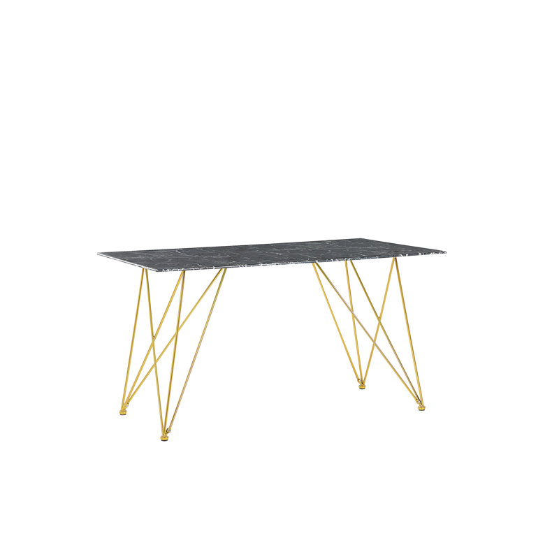 Dennie Glass Top Metal Base Dining Table