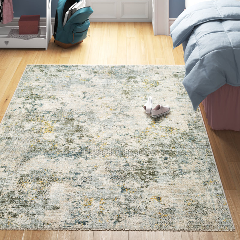 Chloe Abstract Dusty Sage Area Rug, Rectangle 5' x 7'5"