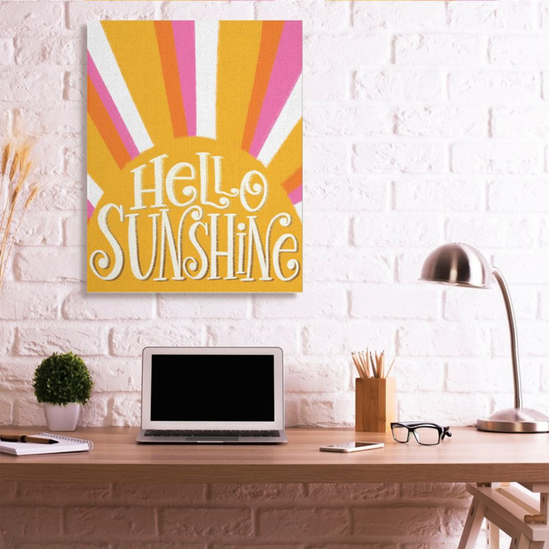 Reproduction d’art graphique jaune « Hello Sunshine phrase » par Taylor Shannon, Wrapped Canvas, 48" H x 36" W x 1.5" D