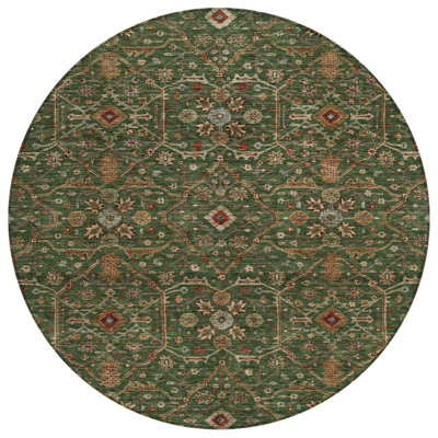 Zara Green Washable Indoor-Outdoor Rug - 
