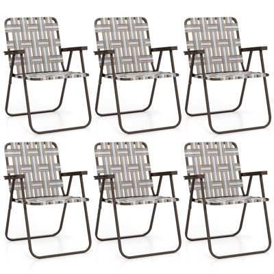 Ensemble de 6 chaises de plage pliantes avec accoudoirs pour adultes pouvant supporter jusqu'à 330 lb
