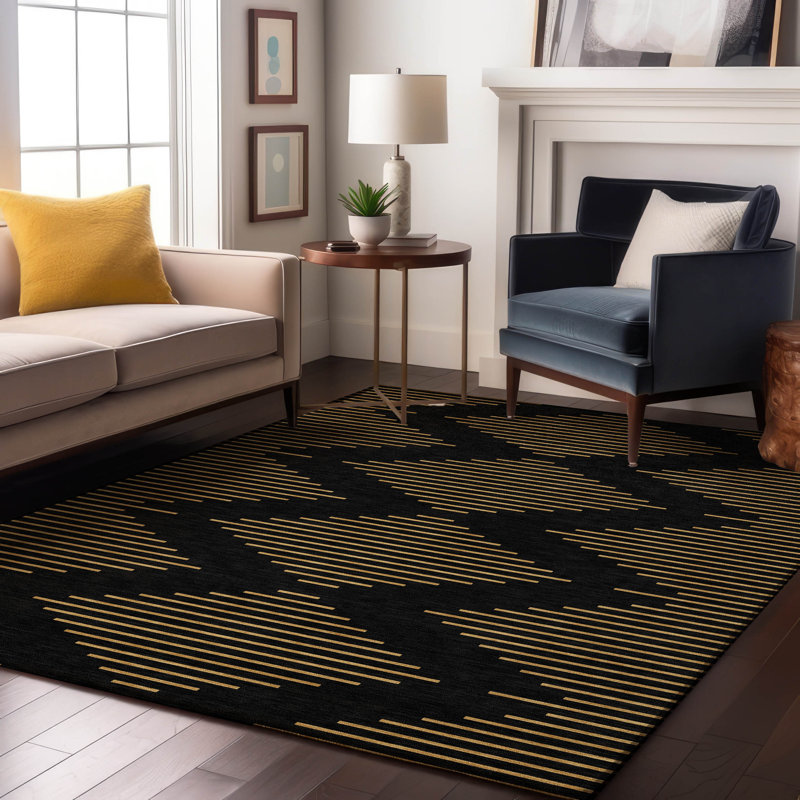 Tapis géométrique de qualité supérieure lavable à la machine Jahnke AMF1017, Rectangle 10 pi x 14 pi