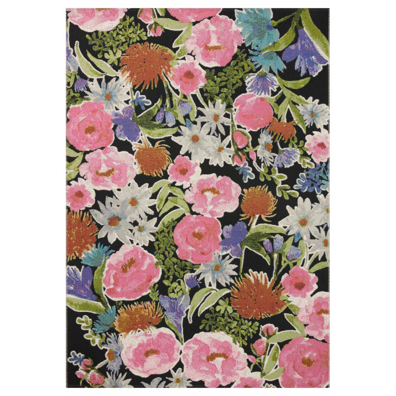 Shurley Performance Washable Floral Indoor / Outdoor Rug, Rectangle 3'11" x 5'11"