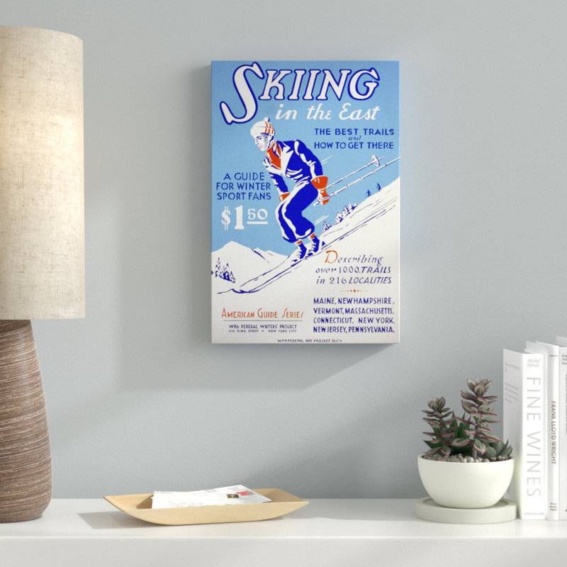 Skiing in the East - Reproduction de publicité sur toile tendue, H 60 po x l 40 po
