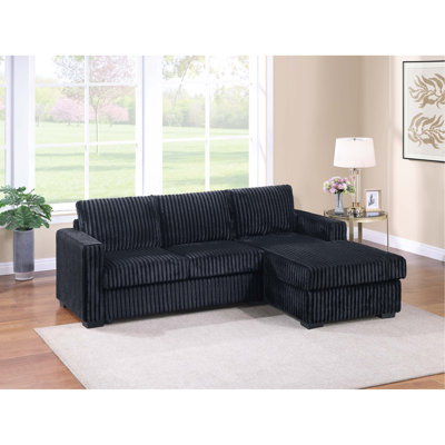 Modern Contemporary Style 2Pc Sectional Sofa Right Arm Chaise Left Arm Sofa Plastic Legs Corduroy Upholstered Primary Living Room