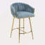 Ensemble de 2 tabourets de bar à hauteur de comptoir, tabouret de bar en velours pour îlot de cuisine avec dossier ondulé à la main, base chromée dorée et repose-pieds-117863224