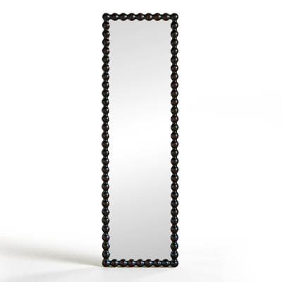 French Vintage Teak Pearl-Shaped Frame Full-Length Mirror