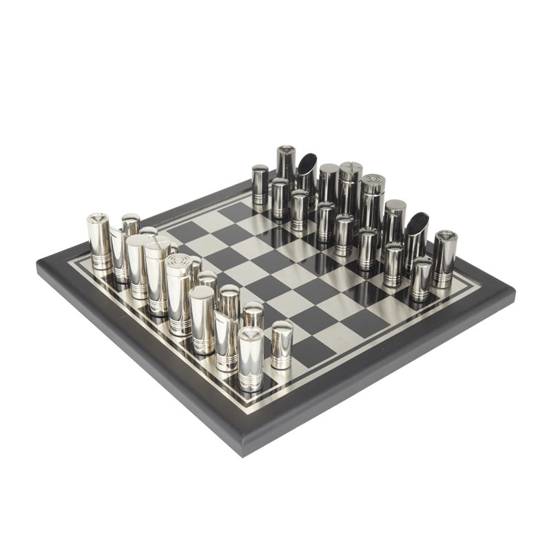 Ensemble de jeu en aluminium Neta, H 3,85 po x L 13,8 po x l 13,8 po, Noir / argent