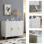 Buffet blanc de salle à manger avec 3 portes et tablettes amovibles pour le rangement des portes d'armoires décoratives modernes, en nuance