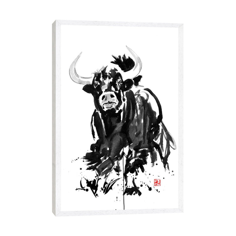 Buffalo by Péchane - Print on Canvas, 101.6 cm H x 66.04 cm W, White Framed