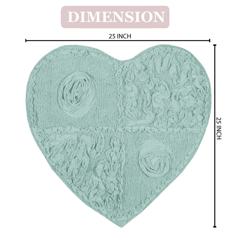 Schoenberger Heart Bath Rug 25"x25", Sky Blue