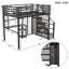 Lit mezzanine double en métal avec garde-robe, bureau et tablette de rangement ouverte-810069951