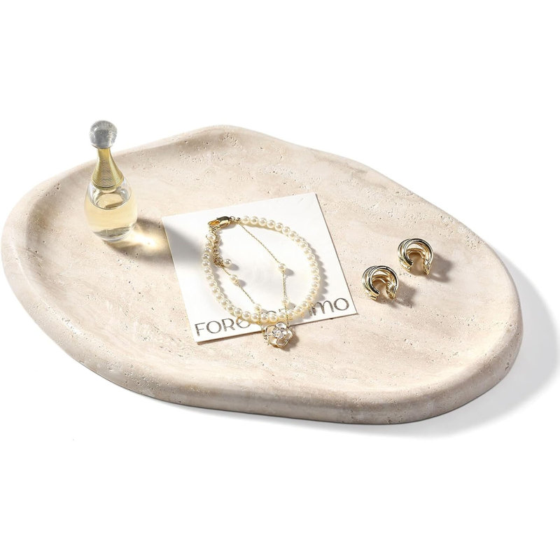 10"x7" Cloud Shape Natural Marble Tray - Vanity/Bathroom Storage for Perfume, Candle, Jewelry, Home Decor