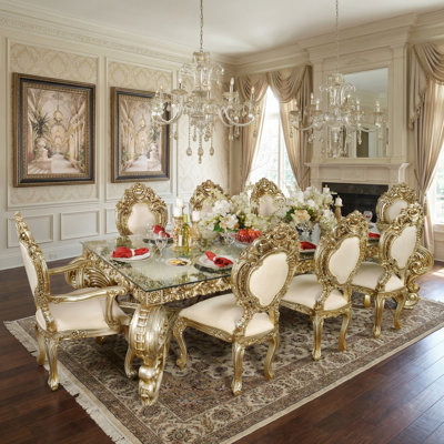 Franek Platine Rococo Dining Table Set Of 9 (KIT)