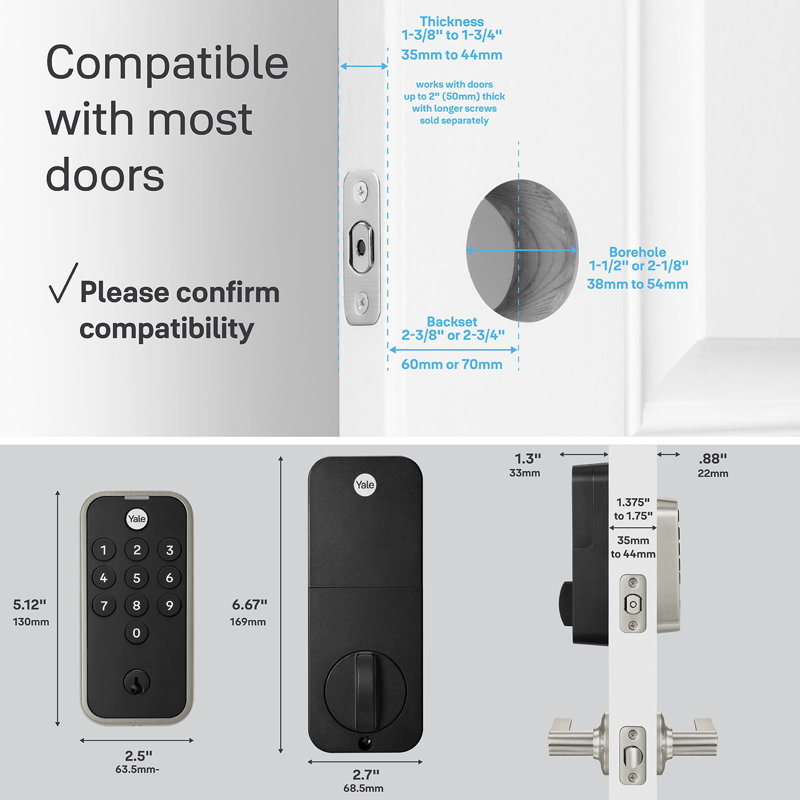 Yale Code Keypad Deadbolt, Satin Nickel