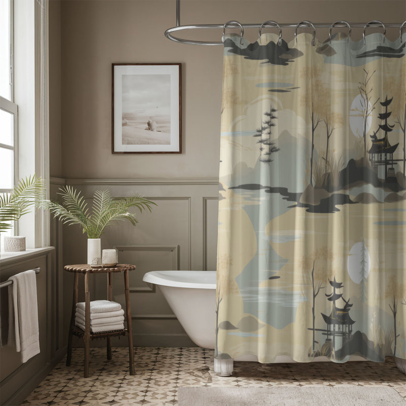 Bamboo Branches - Rideau de douche Premium, H 74 po x l 71 po