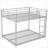 Full Over Full Metal Low Bunk Bed with Ladder - Silver for Small Spaces