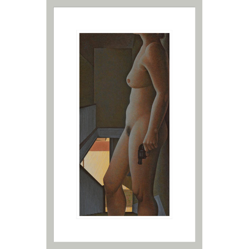 «Woman with Revolver» par Alex Colville - Impression sur toile, H 21,75 po x l 13,63 po