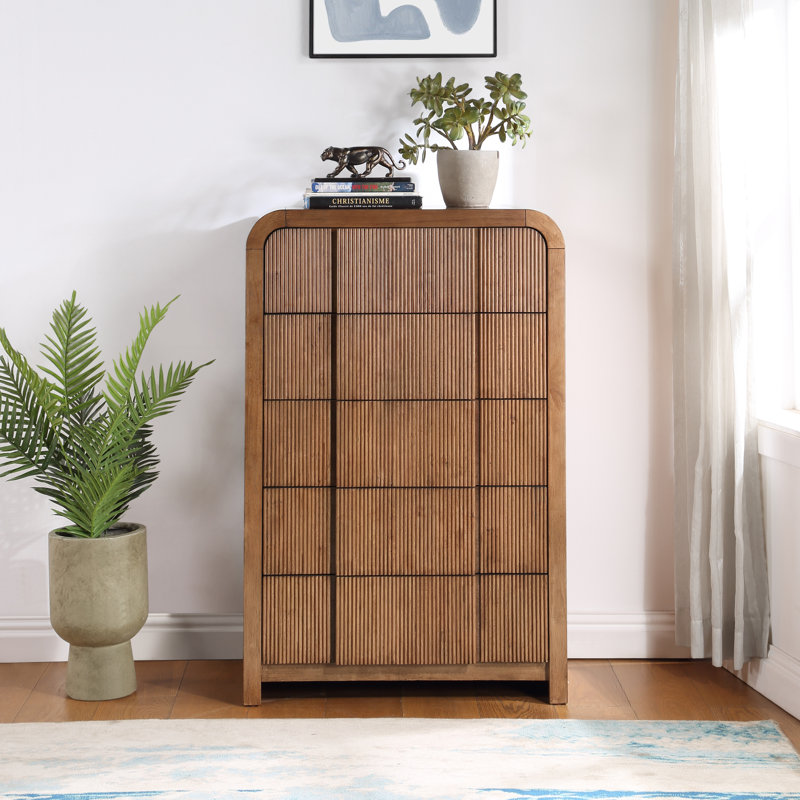 Commode 5 tiroirs Ishaque, Noyer
