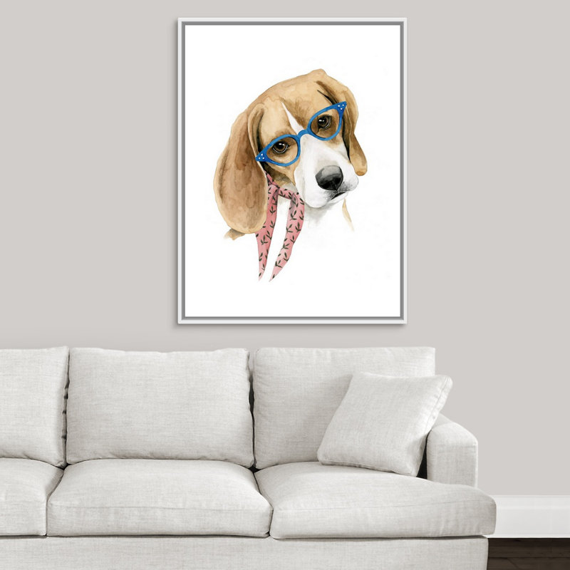 « fab dog iii » par the novogratz-painting on toile, Cadre flottant blanc, H 40 po x l 30 po x P 1,25 po