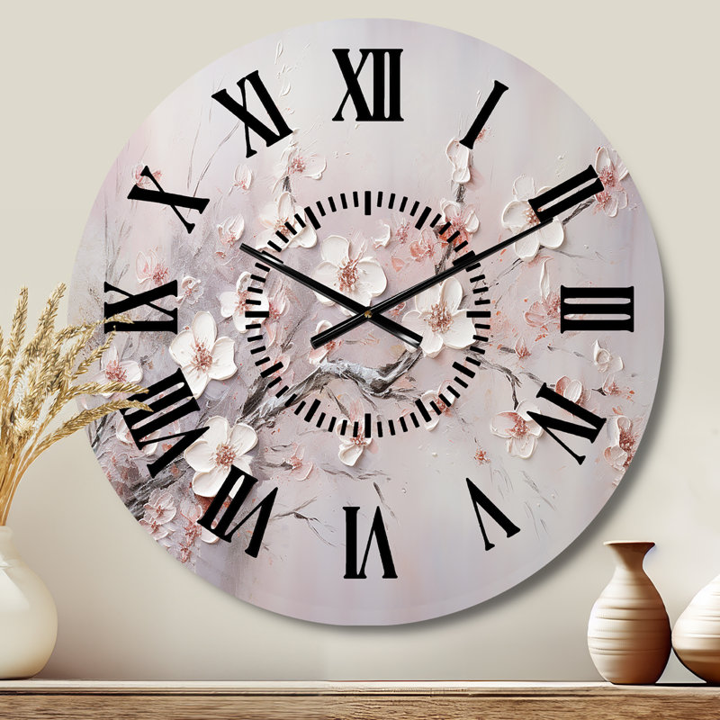 Horloge murale rose et grise, Médium