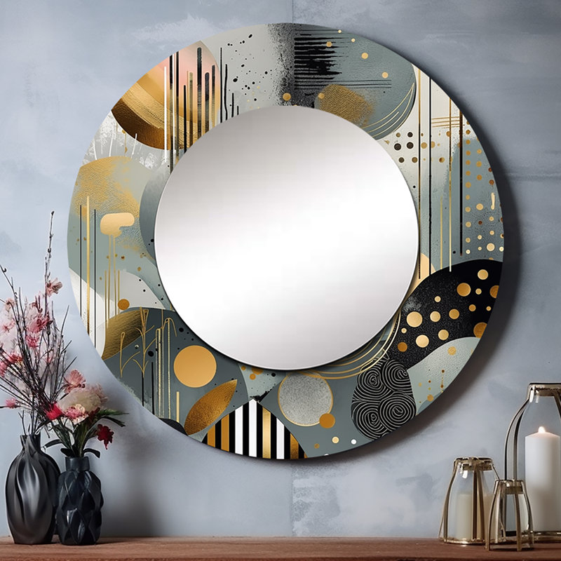 Oramsy Soft Colors Marble Abstract V - grand miroir mural en marbre, miroir rond moderne unique, impression d'art en métal