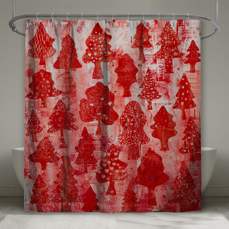 Rideaux de douche Red Christmas Trees, L 70 po x H 84 po
