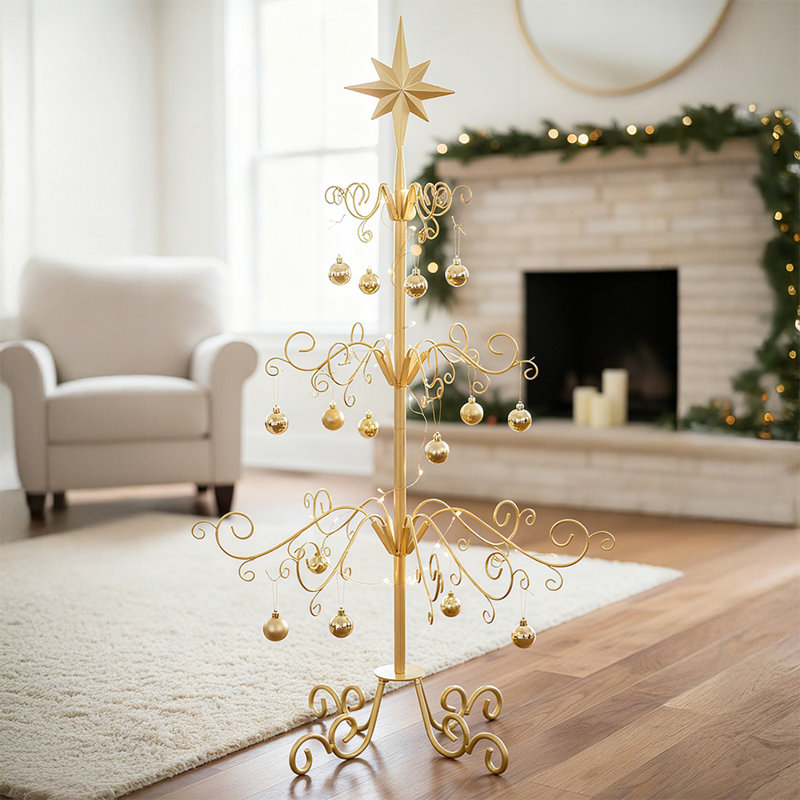 Iron Artificial Tree Stand For Max. Tree Height Under 6 Ft., White, 90 cm H x 58 cm W x 58 cm D