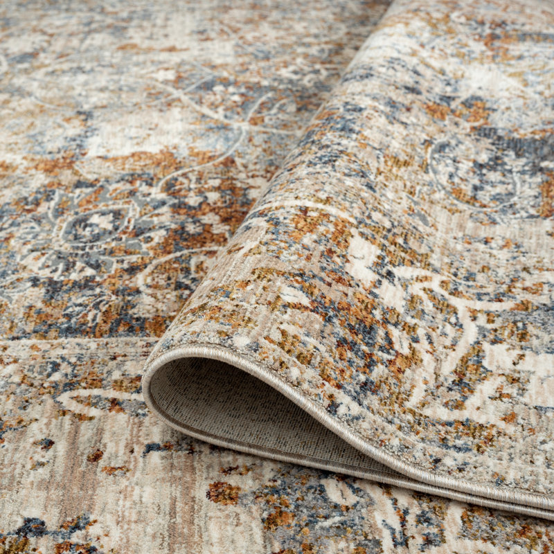 Dmoni Floral Area Rug in Rust, Rectangle 5'3" x 7'6"