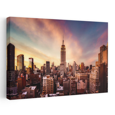 Empire State Sunset Colorful Dramatic Vibrant Architecture City Wall Art