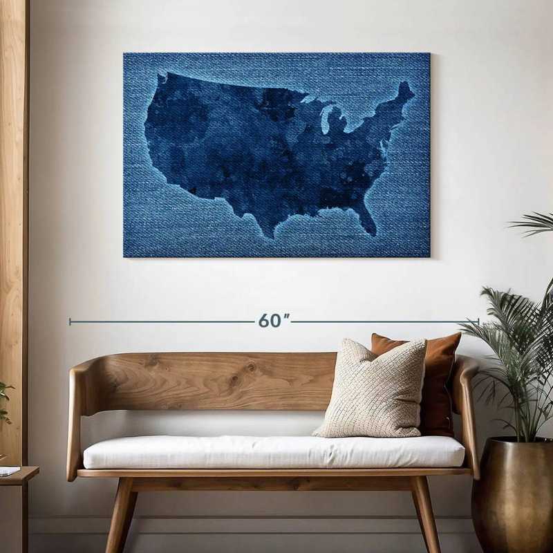 Carte des États-Unis Aliaz Denim, H 30 po x l 45 po