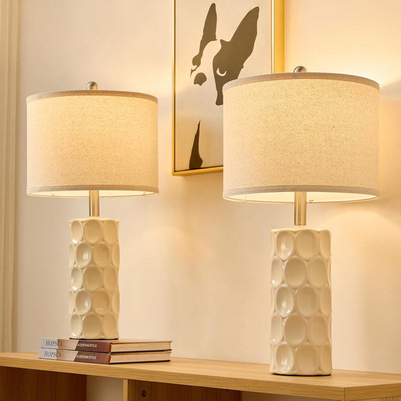 Ensemble de 2 lampes de table Modern Modern, Crème, crème, Beige