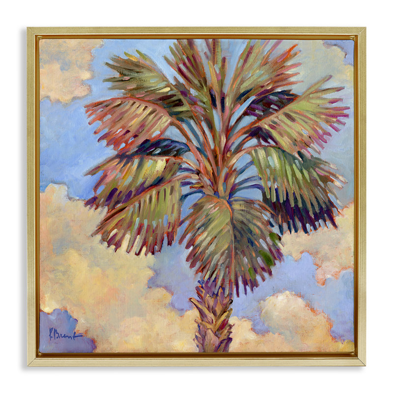  «Santa Rosa Palm Floater Canvas» par Paul Brent, H 18 po x l 18 po, Cadre flottant métallique doré