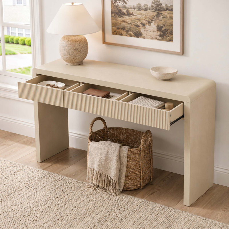Console de salon avec 3 tiroirs Classic, Abricot