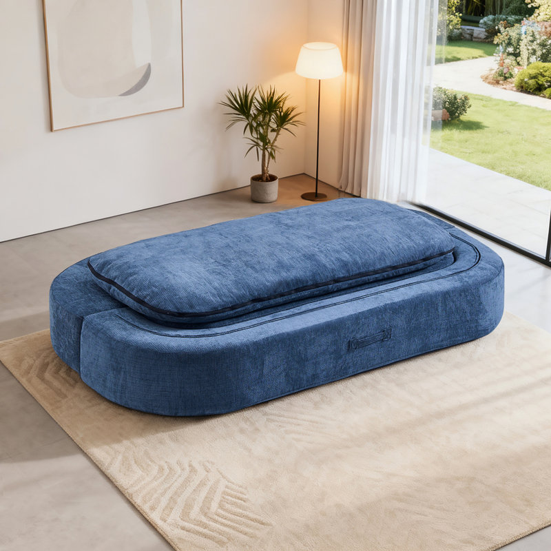Canapé-lit moderne avec 2 coussins, canapé-lit en velours côtelé rembourré de mousse, aucun assemblage requis, coussin de canapé convertible se déplie en courtepointe, matelas pliant pour le salon, salle de jeux