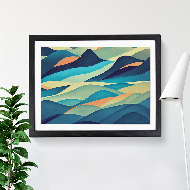 Showstopping Abstract Mountains - Framed Print, 46cm H x 64cm W x 2cm D, Black