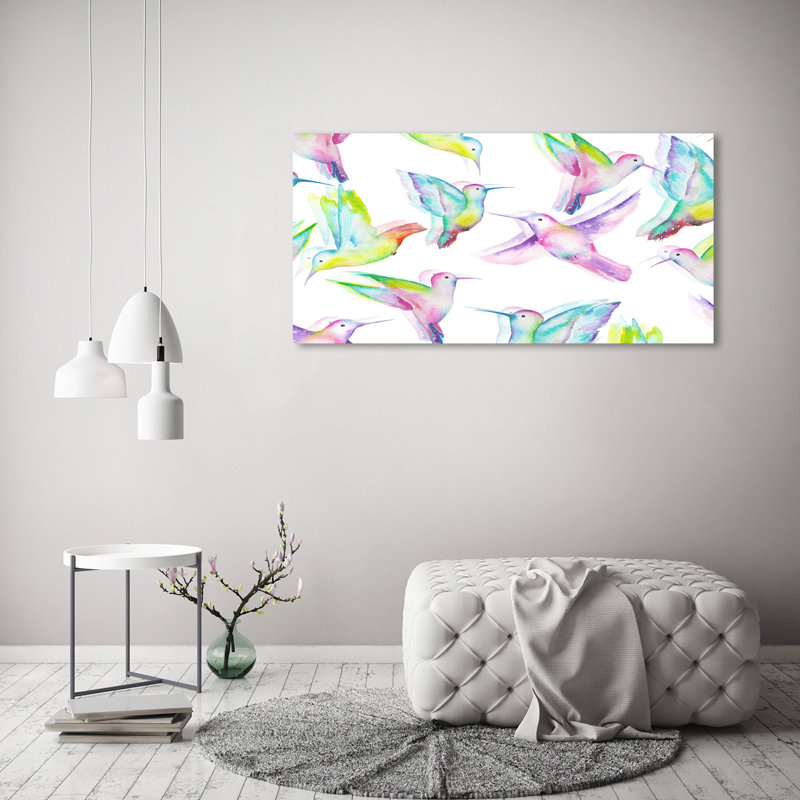 Hummingbirds - No Frame Print on Glass, 70cm H x 100cm W x 4cm D, Glass
