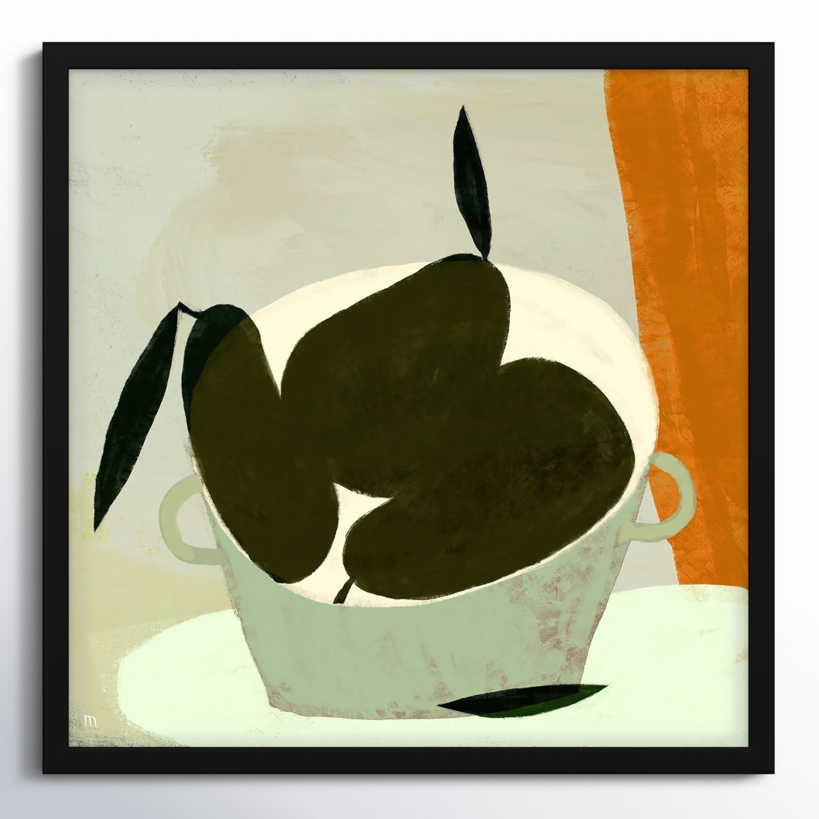 Julina "Three Pears" Painting, Black, 30" H x 30" W x 1.25" D