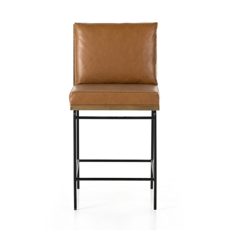 Crete Upholstered Bar Stool with Metal Frame, Butterscotch Sierra, Counter Stool (26" Seat Height)
